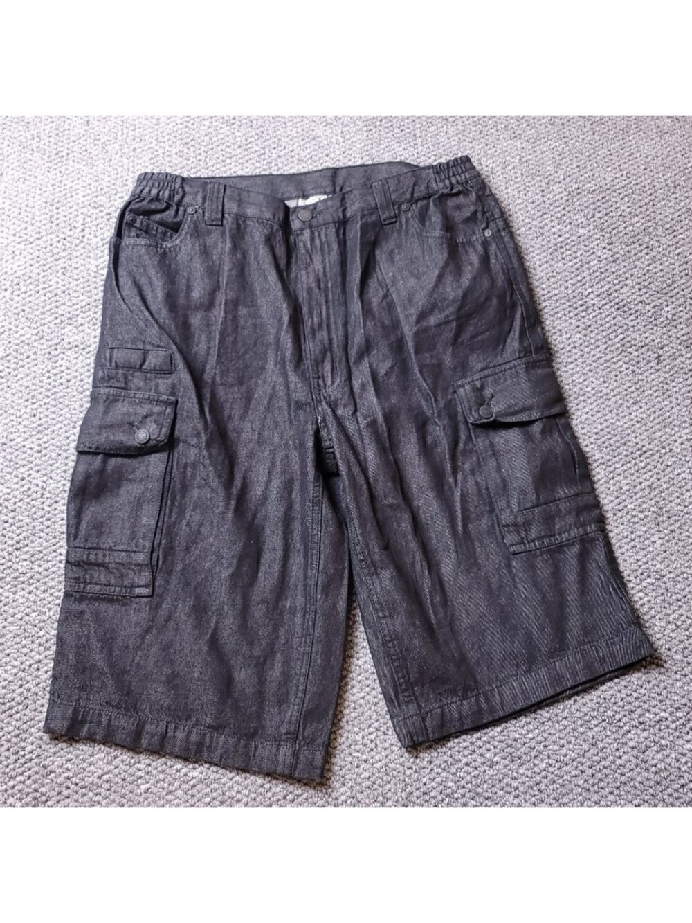 Liberty Blues Cargo Jean Shorts Mens 36 T  Big Tall Black Jorts y2k Casual